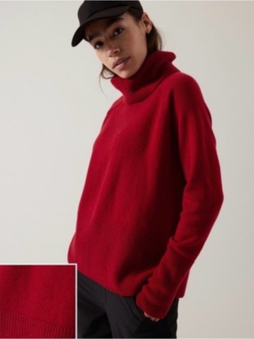 Athleta Merino Wool Red Turtleneck Sweater